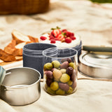 Schieferfarbene BLACK+BLUM Lunchschale aus Glas für To-Go-Lunches, ideal für Picknicks und unterwegs.