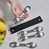 BLACK+BLUM Göffel-Set aus Edelstahl, 4-teilig, mit praktischem Etui, ideal für unterwegs und Lunch.