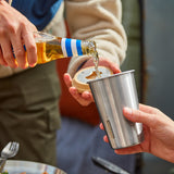 BLACK+BLUM stainless steel Becher-Set for to-go lunch, includes four durable cups perfect for outdoor and travel use.