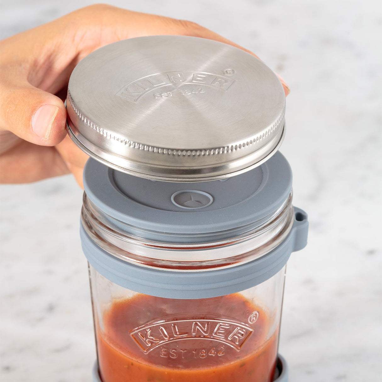 Kilner Suppenglas, 2. Wahl, mit beschädigter Verpackung, transparentes Glas für Suppen und Flüssigkeiten, sichtbare Details