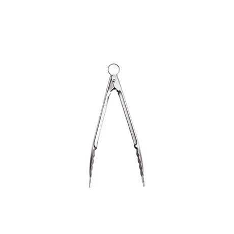 Edelstahl-Küchenzange, 24 cm lang, von CUISIPRO, mit gebogenen Griffen zum sicheren Greifen und Servieren von Lebensmitteln.