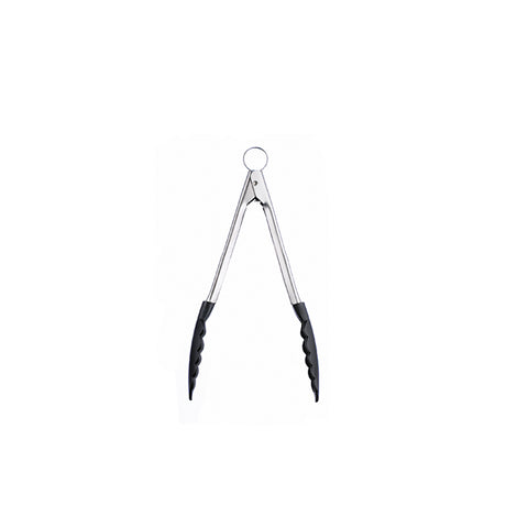 Schwarze Küchenzange mit Antihaft-Silikonenden, 24 cm lang, von CUISIPRO, ideal zum Wenden und Servieren von Speisen