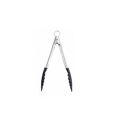 Schwarze Küchenzange mit Antihaft-Silikonenden, 24 cm lang, von CUISIPRO, ideal zum Wenden und Servieren in der Küche