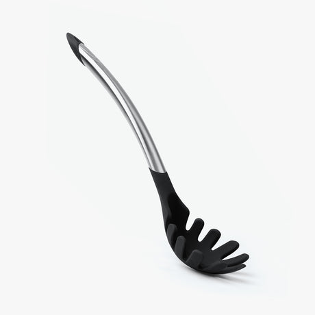 Eleganter CUISIPRO Spaghettilöffel aus satiniertem Edelstahl, 31cm, in drei Farben, perfekt zum Servieren von Pasta.