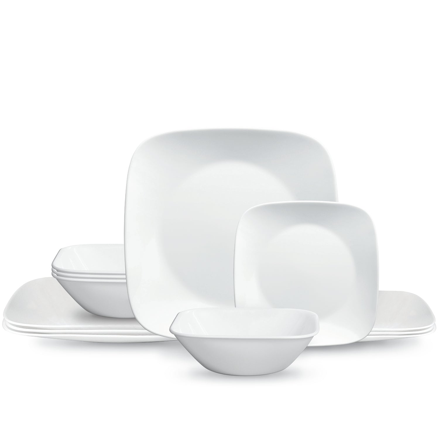 Weiße Speiseteller von Corelle, 26,7 cm, aus der Serie Pure White, mit glatter Oberfläche und elegantem Design.