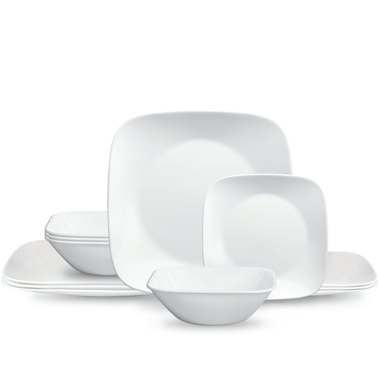 Weiße Speiseteller von Corelle, 26,7 cm, aus der Serie Pure White, mit glatter Oberfläche und elegantem Design.