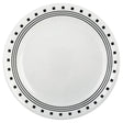Corelle Speiseteller City Block, 8,5 Zoll, weißer Teller mit modernem Stadtmuster, langlebig und spülmaschinenfest.