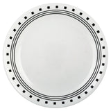 Corelle Speiseteller City Block, 8,5 Zoll, weißer Teller mit modernem Stadtmuster, langlebig und spülmaschinenfest.