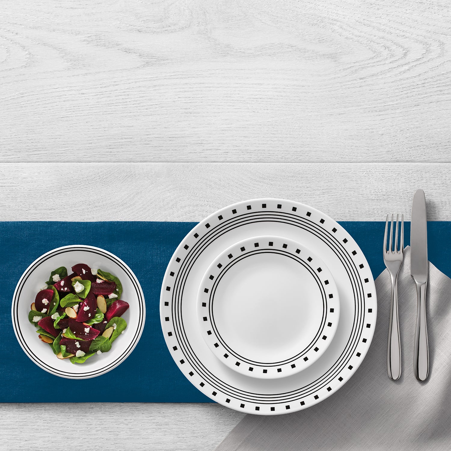 Corelle Speiseteller City Block, 10-1/4 Zoll, weißer Porzellan-Teller mit modernem Design, ideal für Mahlzeiten.
