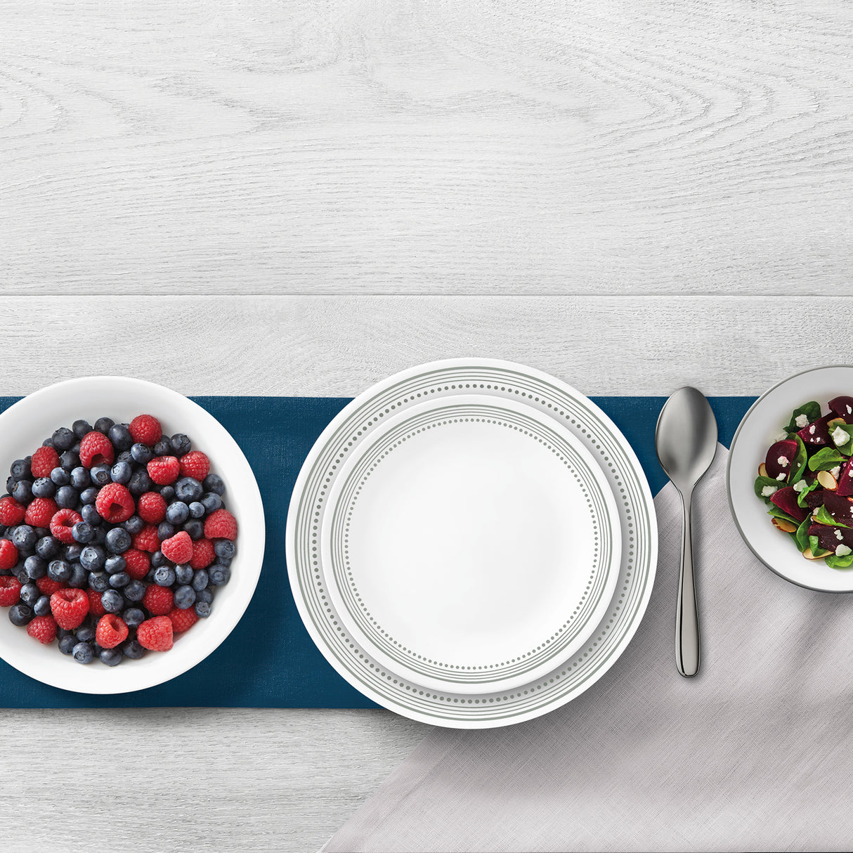 Corelle Speiseteller Mystic Gray, 26cm, runder Teller mit grauer Musterung und glänzendem Finish, ideal für Essentisch.