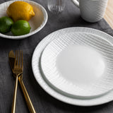 Müslischale Linen Weave von Corelle, elegante Schale mit Textil-Design, ideal für Frühstück und Snacks, aus Keramik gefertigt.