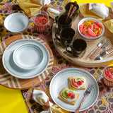 Kleiner Speiseteller von Corelle, Paloma Design, 59 cm Durchmesser, weiße Keramik mit blumigem Muster.