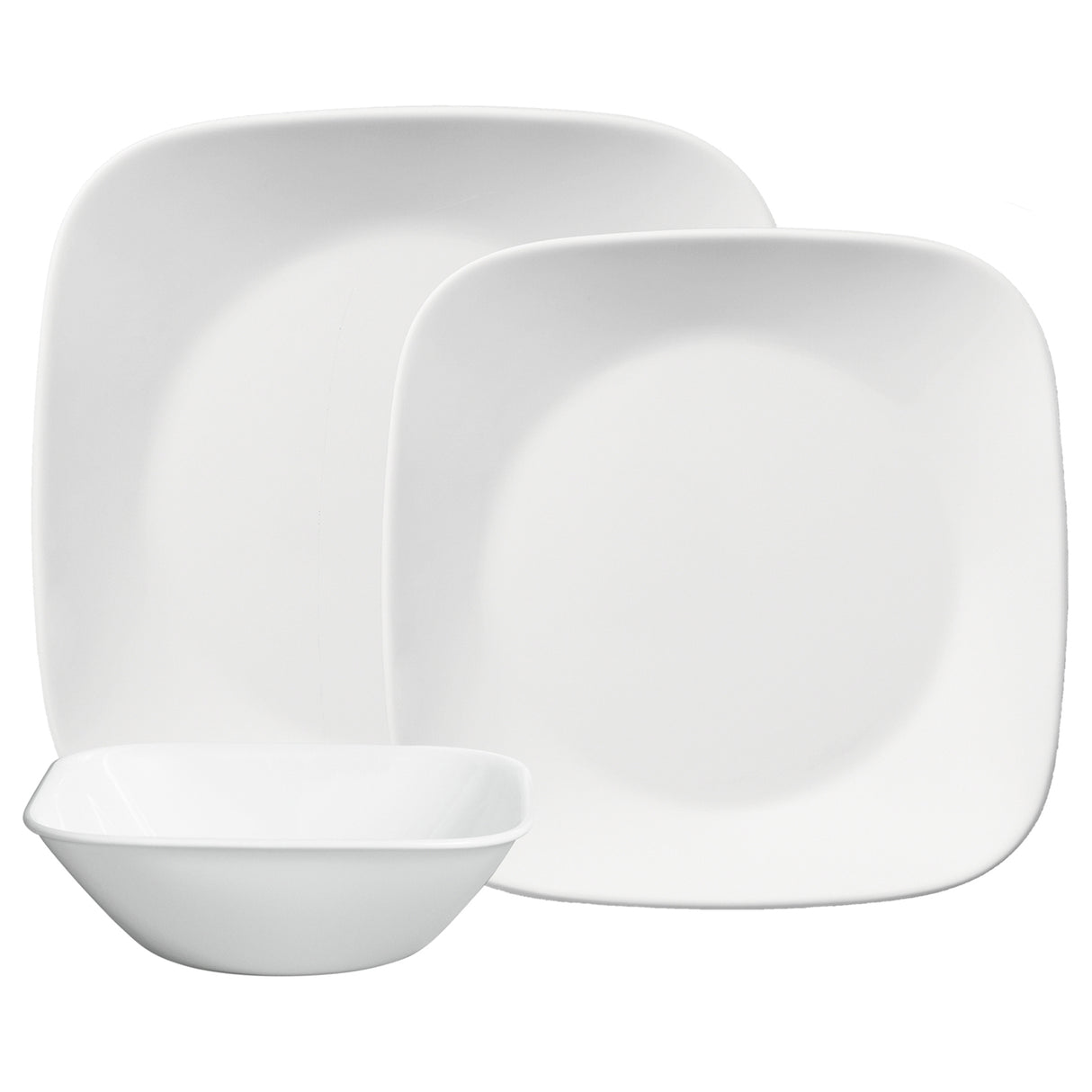 Corelle 12-teiliges reines Leinen-Serverset mit weißem Webmuster, elegante Essgeschirr-Set aus hochwertigem Leinenstoff