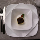 Corelle 12-teiliges reines weißes Leinengewebe Service-Set, elegant und fein gewebt, perfekt für stilvollen Tisch.
