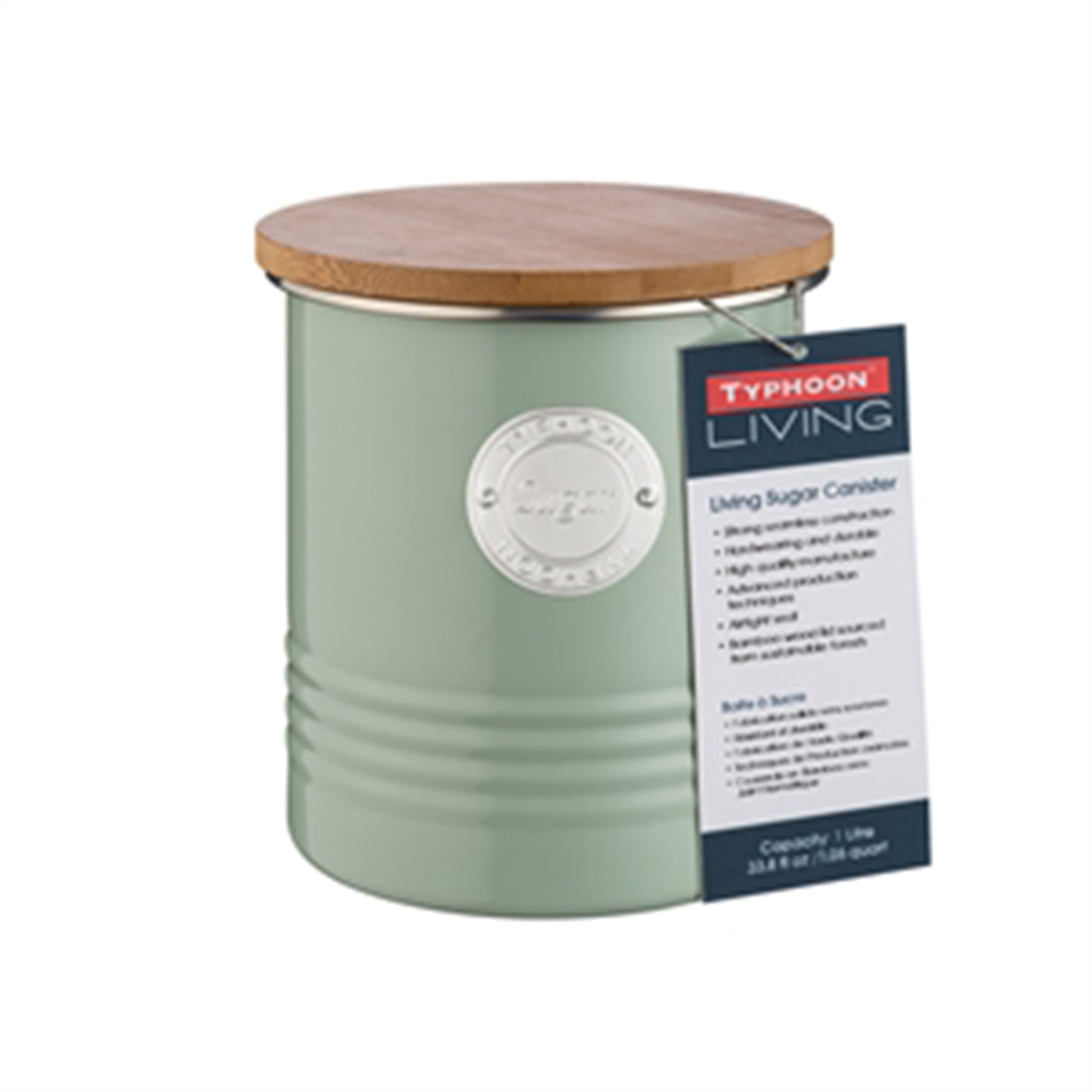 Typhoon Living Collection Zuckerdose in Pastellgrün, Glas, 1 Liter, elegante Aufbewahrungsdose für Zucker