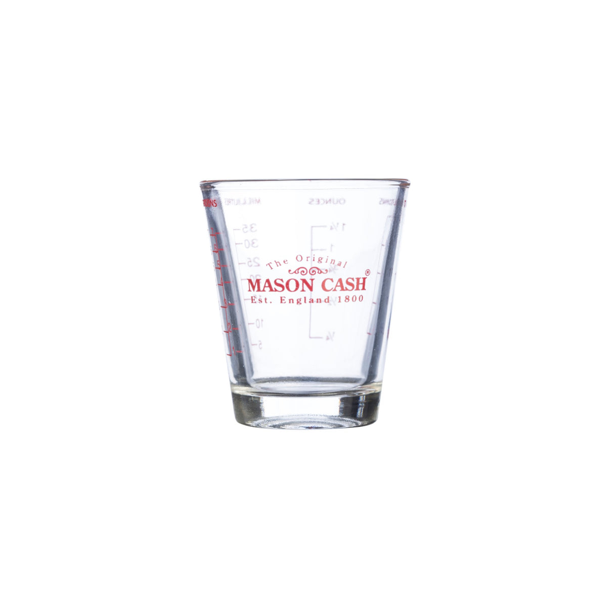 Mini Messbecher aus Glas von MASON CASH, 35 ml Fassungsvermögen, klarer Messbecher für präzises Abmessen.