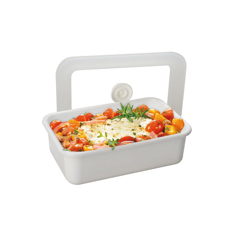 Vakuum Emaille Frischhaltedose von HoneyWare, flache M-Größe, luftdicht verschlossen, langlebiges Emaille-Design, 2. Wahl