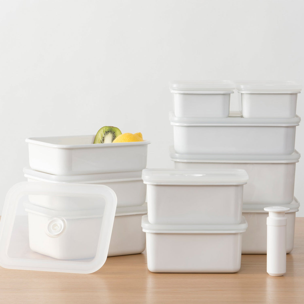 Vakuum-Emaille Frischhaltedose von HoneyWare, flach, mittelgroß, mit luftdichtem Deckel, ideal für Lebensmittelaufbewahrung