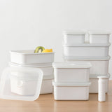 Vakuum-Emaille Frischhaltedose von HoneyWare, flach, mittelgroß, mit luftdichtem Deckel, ideal für Lebensmittelaufbewahrung