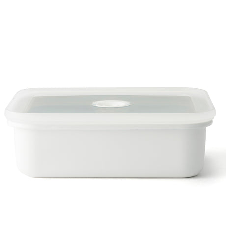 Vakuum Emaille Frischhaltedose von HoneyWare, flach, L, mit vakuumierter Deckel für frische Aufbewahrung