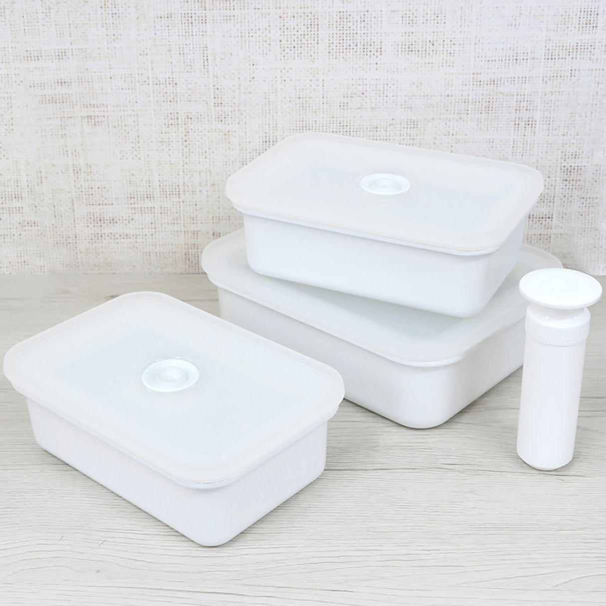Vakuum-Emaille-Frischhaltedose von HoneyWare, XL flach, mit Edelstahlverschluss und luftdichtem Deckel, für Frischhaltung.