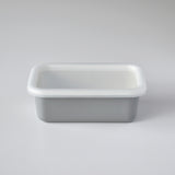 Emaille Frischhaltedose von HoneyWare, graue flache Dose, 0,42L für Lebensmittel, mit Deckel, langlebiges Küchengerät