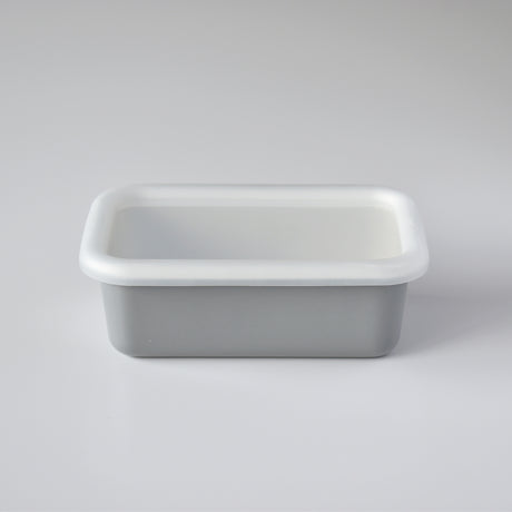 Emaille Frischhaltedose von HoneyWare, graue flache Dose, 0,42L für Lebensmittel, mit Deckel, langlebiges Küchengerät
