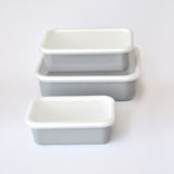 Blaue HoneyWare Color Line Emaille Frischhaltedose in Grau S, 0,42L, flach, mit Deckel, für Lebensmittelaufbewahrung