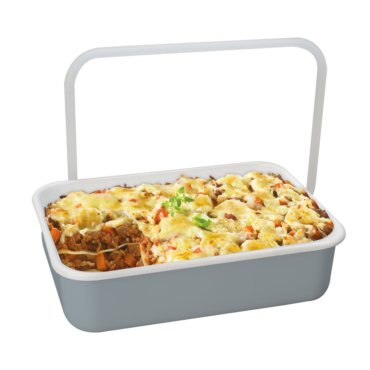 HoneyWare Color Line Emaille Frischhaltedose Grau L, flach, 1,35L, mit Deckel, langlebige Vorratsdose für Lebensmittel