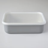 HoneyWare Emaille Frischhaltedose in Grau, flach, 1,35L, mit farbiger Linie, ideal zum Aufbewahren von Lebensmitteln