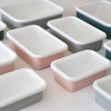 Grau flache HoneyWare Color Line Emaille Frischhaltedose, 1,35L, mit Deckel, für Lebensmittelaufbewahrung