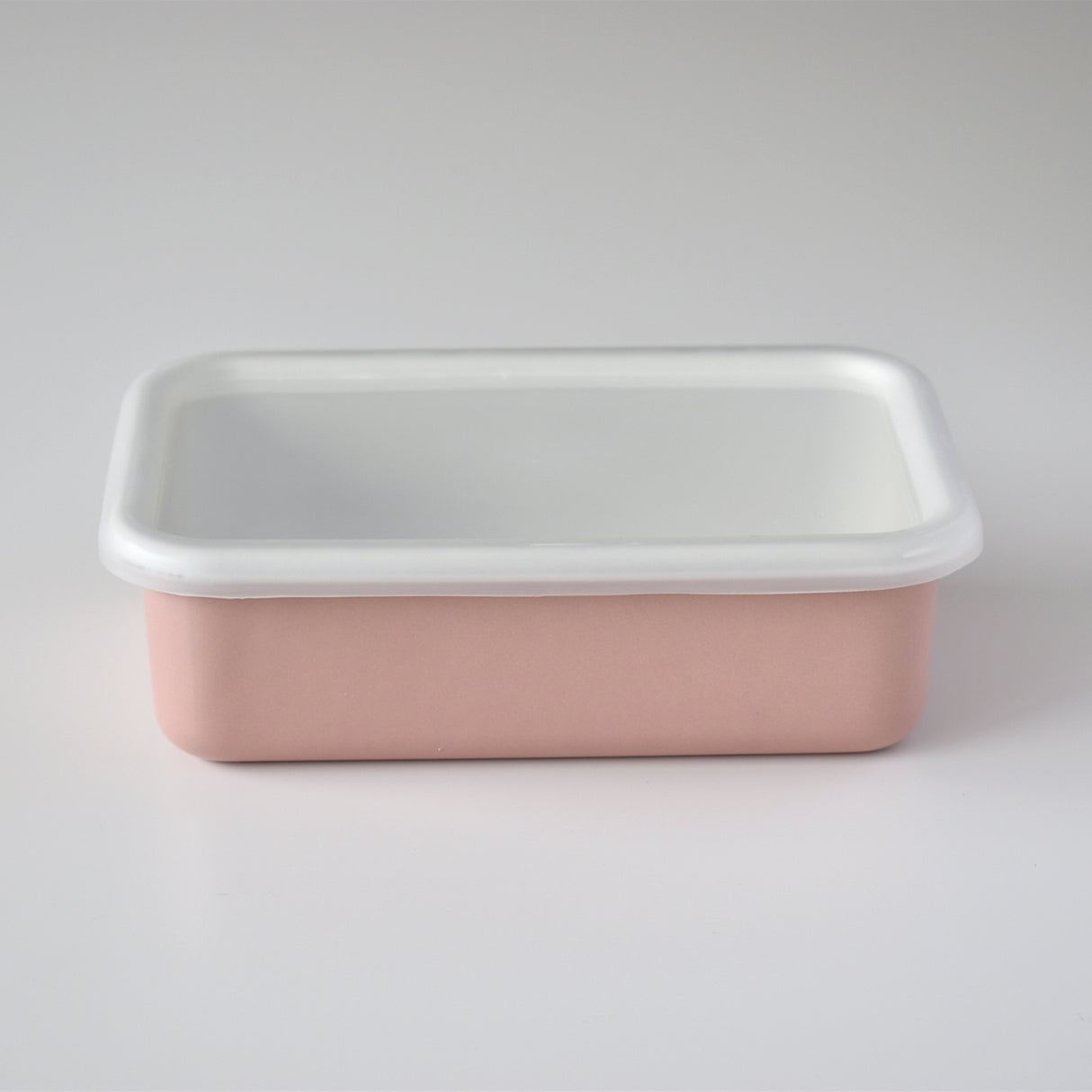HoneyWare Color Line Emaille Frischhaltedose in Rosa M, flach mit 0,74L Fassungsvermögen, langlebige Glasemaille-Qualität