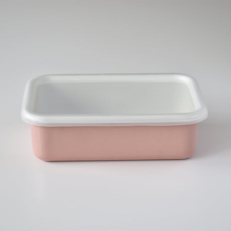 HoneyWare Color Line Emaille Frischhaltedose in Rosa M, flach mit 0,74L Fassungsvermögen, langlebige Glasemaille-Qualität