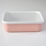 HoneyWare Color Line Emaille Frischhaltedose in Rosa, flach, 1,35L für Lebensmittelaufbewahrung