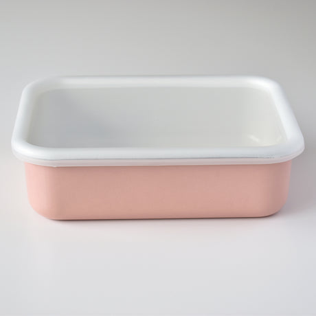 HoneyWare Color Line Emaille Frischhaltedose in Rosa, flach, 1,35L für Lebensmittelaufbewahrung