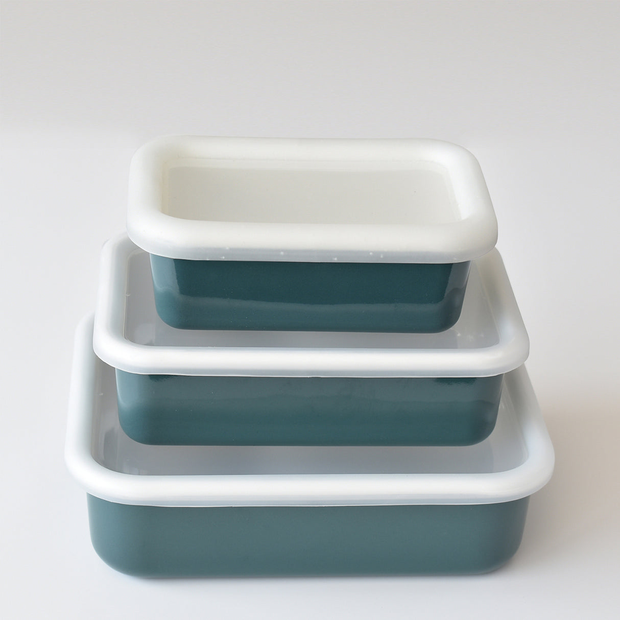 HoneyWare Color Line Emaille Frischhaltedose Petrol S, 0,42L, flach, mit Deckel, für Lebensmittelaufbewahrung