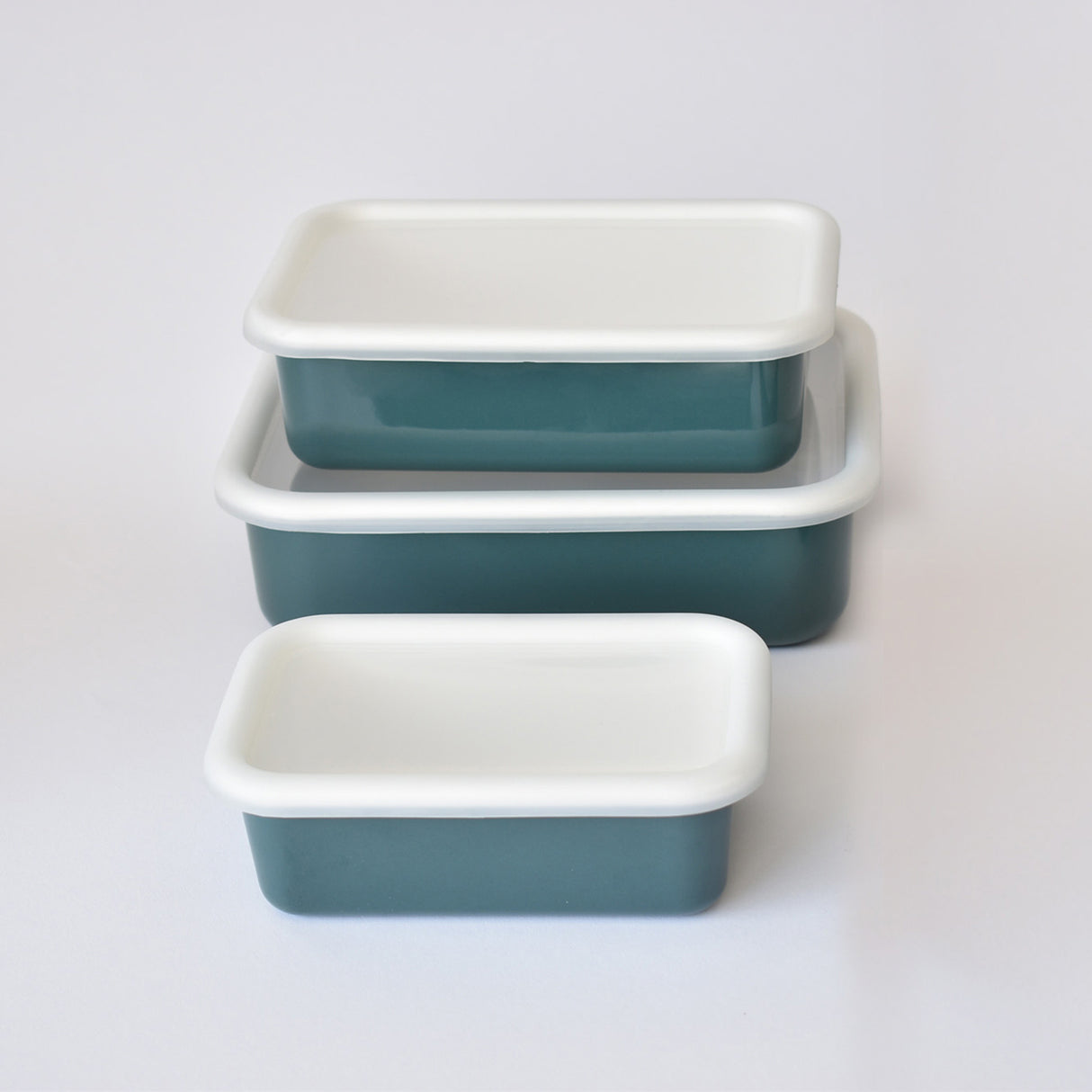 HoneyWare Color Line Emaille Frischhaltedose Petrol S, flach, 0,42L, mit buntem, robustem Emailldeckel und Edelstahlrand.