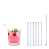 Glas-Trinkhalme in vier Größen von Profino Select, transparent und langlebig, für Getränke in verschiedenen Gläsern.