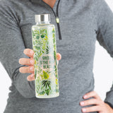 Grüne PURE Glas-Trinkflasche von Typhoon, 600 ml, mit Schraubverschluss und transparentem Glas, ideal für Getränke unterwegs
