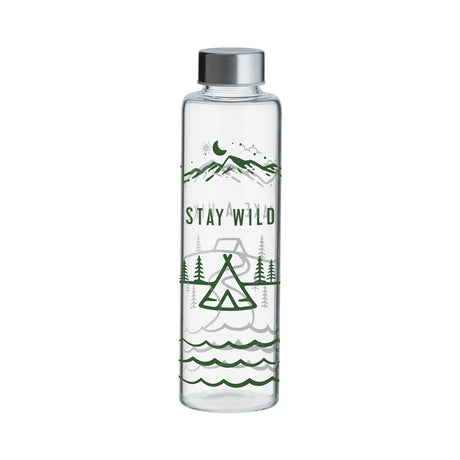 Glas-Trinkflasche PURE STAY WILD von Typhoon, 600 ml, mit Schraubverschluss und stylischem Design, ideal für unterwegs.