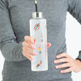 Trinkflasche aus Glas von Typhoon, PURE | ACTIVE, 600 ml, mit grüner Silikondichtung und transparentem Design.
