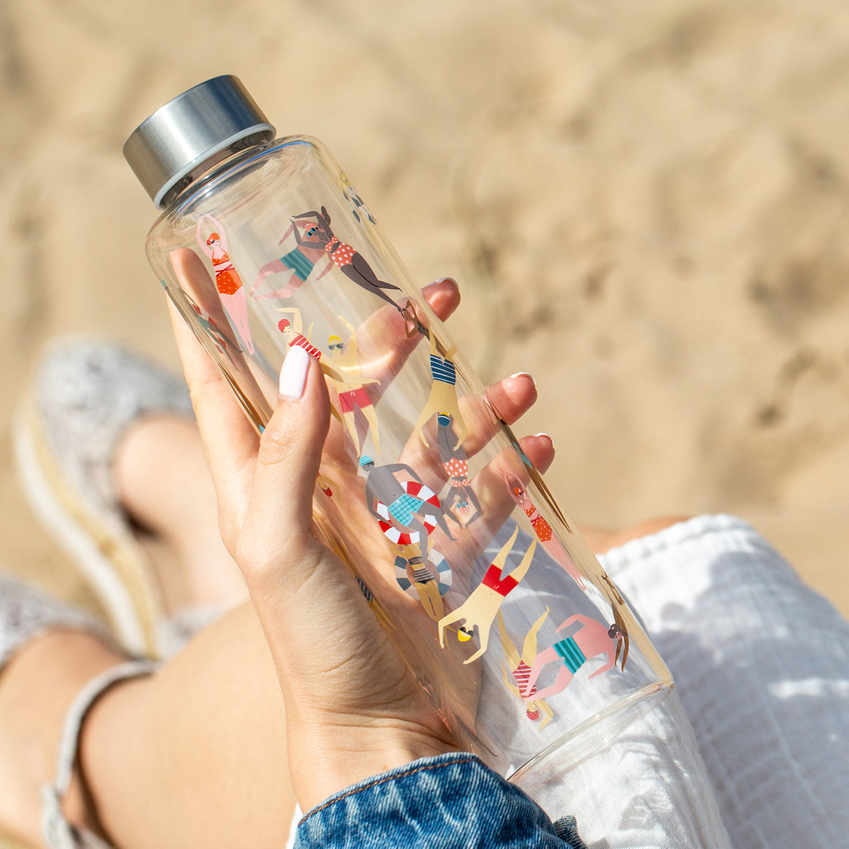 Trinkflasche aus Glas von Typhoon, PURE | ACTIVE, 600 ml, mit Schraubverschluss und transparenter Optik.