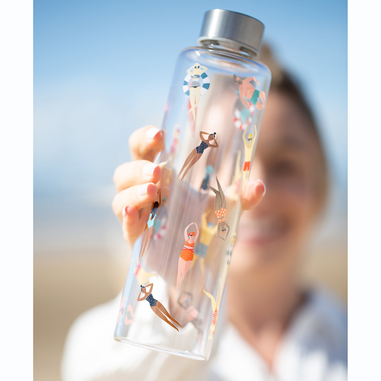 Trinkflasche aus Glas von Typhoon, PURE | ACTIVE, 600 ml, mit Schraubverschluss und transparentem Design.
