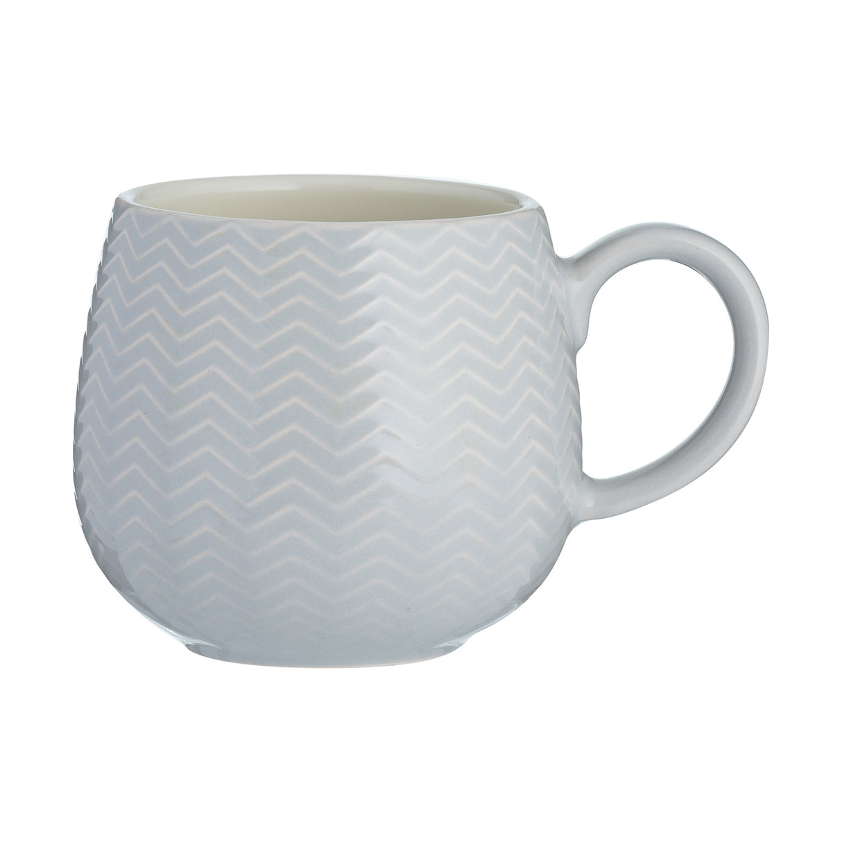 Geprägte Mason Cash Tasse mit Zacken, 350 ml, in zwei Farben, gestaltet mit Muster und robustem Keramikdesign.
