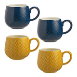 Geprägte Mason Cash Tasse mit Zacken, 350 ml in zwei Farben, aus Keramik, detailreiche Oberflächenstruktur, stilvoll und robust
