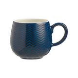 Geprägte Mason Cash Tasse mit Zacken, 350 ml, in zwei Farben, stilvolles Keramikdesign, sichtbarer Griff und Muster