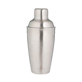 Silberner Cocktail-Shaker von Viners, 500 ml, aus Edelstahl, liegt auf einem Bar-Tresen, bereit zum Mixen von Cocktails.