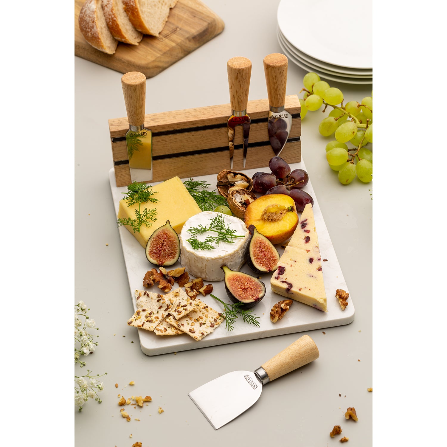 Viners 5-teiliges Käse-Servierset mit Messer, Gabel und Zubehör, Edelstahl, elegant für Käseplatten und -verkostung