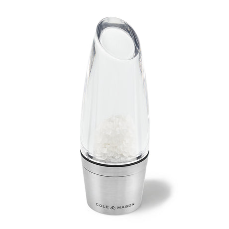 Cole & Mason Acryl-Edelstahl-Mühle MILSTON Salzmühle mit transparentem Gehäuse und Edelstahl-Deckel, für Gewürze und Salz.