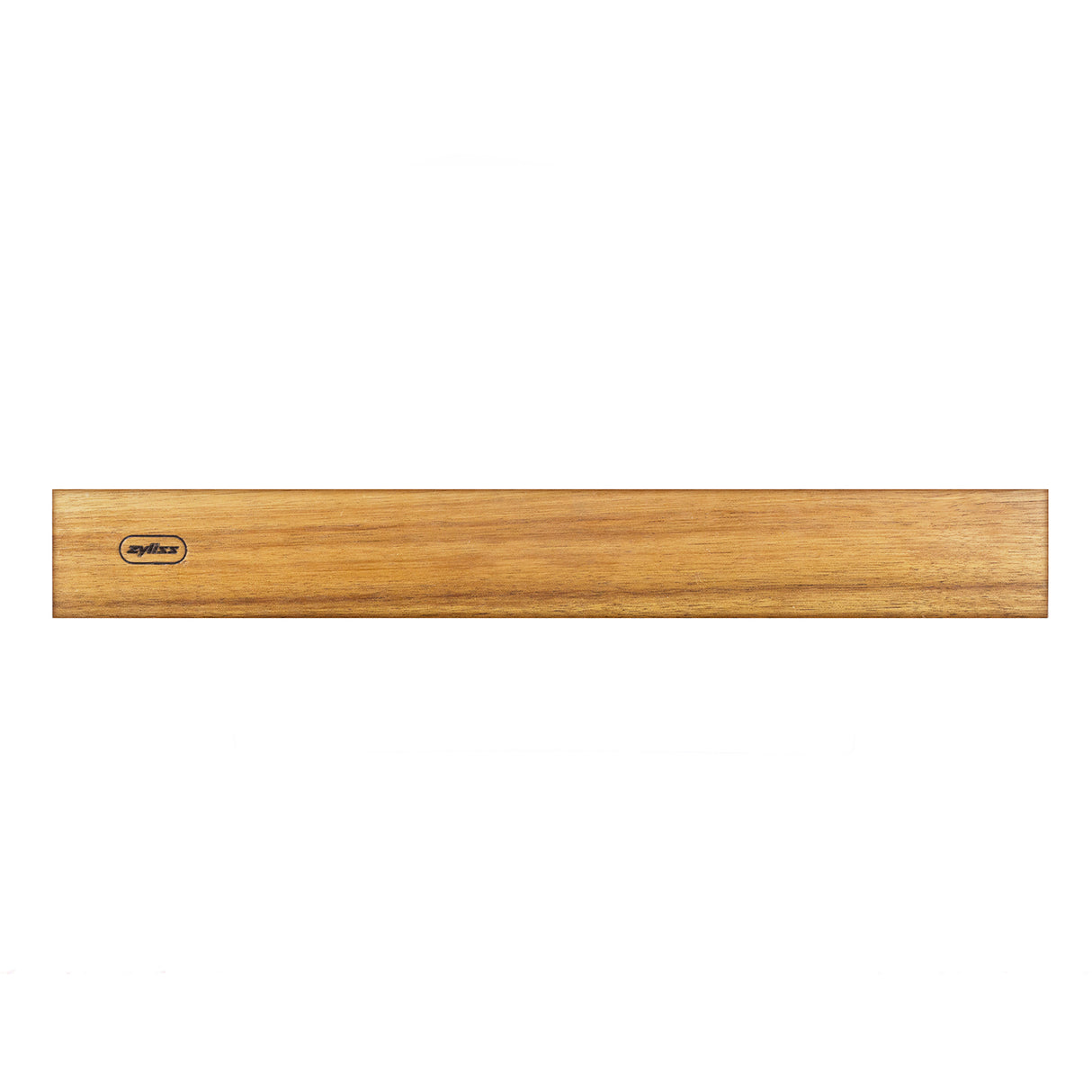 Holz-Magnetleiste für Messer von Zyliss mit mehreren Messern daran befestigt, praktische Küchenaufbewahrung.